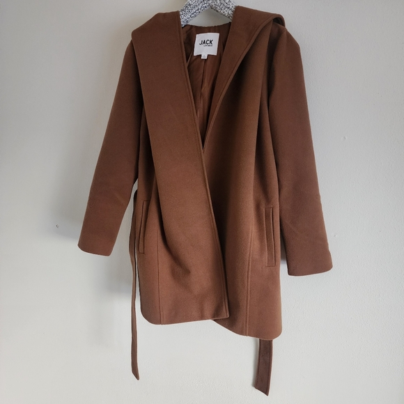 The Ultimate Jack by BB Dakota "Take Cover" Hooded Wrap Coat | Classic Camel Lg - Picture 4 of 10
